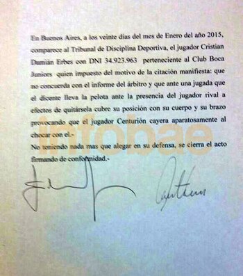 Descargo de Cristian Erbes ante