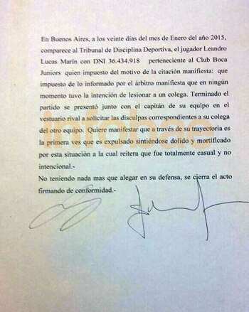 Descargo de Leandro Marín ante