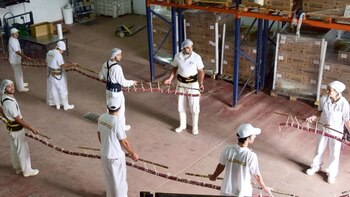 Una parte del salame elaborado