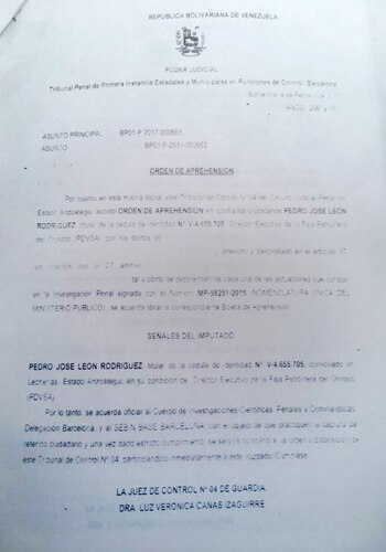 La orden de captura contra