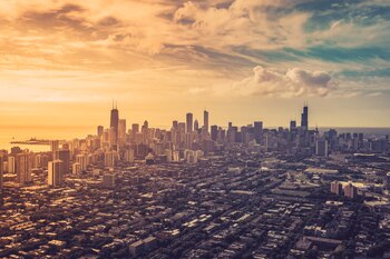 Aerial view of Chicago Downtown