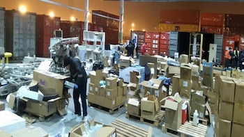 Las cajas del envío en