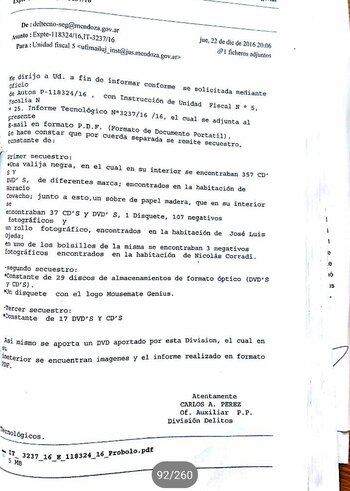 El detalle de lo encontrado