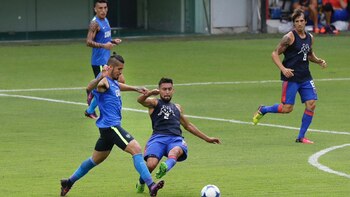 Junior Benítez, uno de los refuerzos que pidió Barros Schelotto, fue el autor del único tanto de Boca (@BocaJrsOficial)