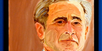 Autorretrato del ex presidente, quien