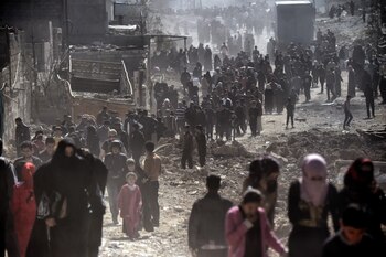 Cientos de personas reciben alimentos