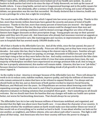 Comunicado de Obama sobre la