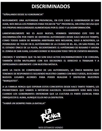 Comunicado de La Renga