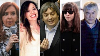 Cristina Kirchner, Romina Mercado, Máximo Kirchner, Florencia Kirchner y Lázaro Báez