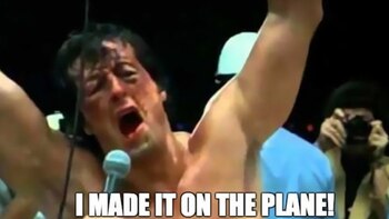 “Logré entrar al avión”, reza