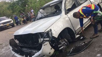 Así quedó el vehículo en donde viajaba Martín Elías Díaz