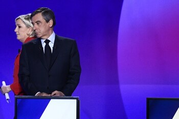 Los candidatos Francois Fillon y