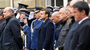 Emmanuel Macron, durante un homenaje