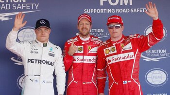 Vettel, Raikkonen y Bottas, los