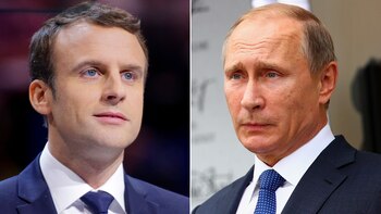 Emmanuel Macron y Vladimir Putin