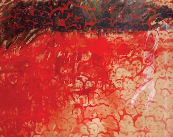 Galería: Henrique Faria New York/Buenos Aires. Artista: Elda Cerrato. Título: El incendio. Técnica: Acrílico sobre tela. Año: 1984. Medidas: 115 x 145 cm