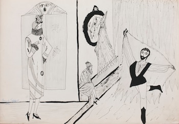 Sin título | Sección Principal. Galería: Hache. Artista: Santiago García Sáenz. Técnica: Tinta sobre papel. Año: 1976. Medida: 34,8 x 49,6 cm