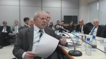 Lula, ex presidente de Brasil, durante la audiencia el marte ante el juez Sergio Moro.
