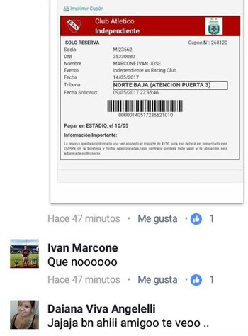 El posteo de Marcone en