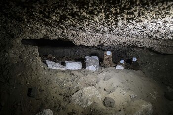 Junto con las 17 momias, los arqueólogos también hallaron una hoja de oro, dos papiros en Demotic, una antigua escritura egipicia, y varios sarcófagos de piedra caliza y arcilla (AFP)