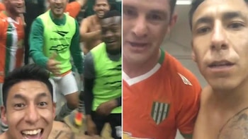 Los festejos de Banfield en el vestuario