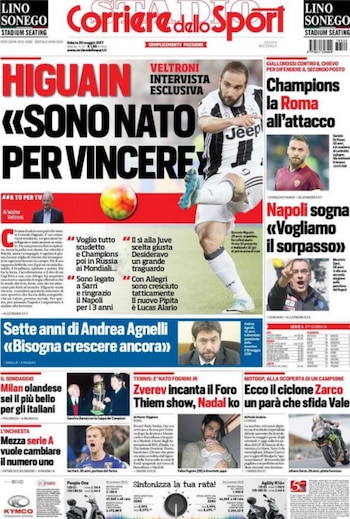 La entrevista con Higuaín fue tapa del diario italiano