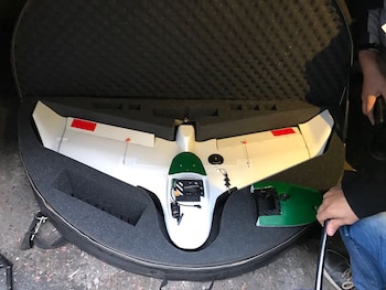 Uno de los drones de la muestra