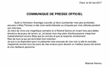 El comunicado de Maxime Hamou