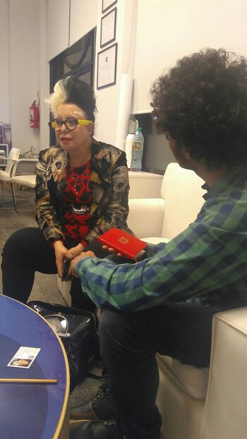 ORLAN, durante la entrevista con