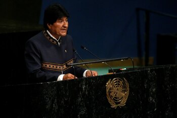 El presidente boliviano Evo Morales durante su intervención en la ONU este lunes (Reuters)