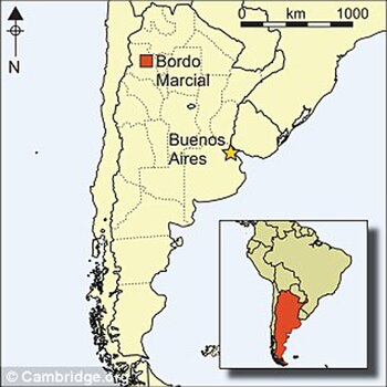 Bordo Marcial, en Andalgalá, Catamarca, donde se realizaron los descubrimientos