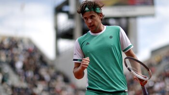 El austriaco Dominic Thiem reacciona
