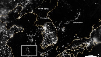 Foto satelital de la península coreana