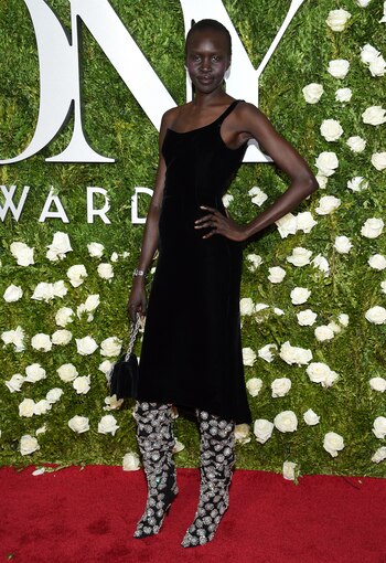 La supermodelo sursudanesa Alek Wek atrapó todas las miradas con su outfit de Oscar de la Renta