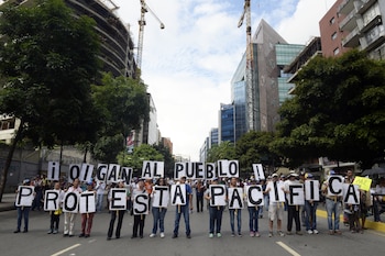 Manifestantes durante otra protesta, este