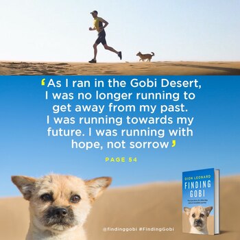 “Mientras corría por el desierto de Gobi, ya no lo hacía escapándole a mi pasado. Corría hacia mi futuro. Lo hacía con esperanza y sin pesar” escribe Leonard en su inspiradora memoria, quien atravesó una dura adolescencia que lo obligó a abandonar su hogar