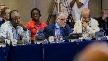 El canciller Jorge Faurie disertó en la OEA
