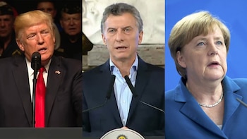 Donald Trump, Mauricio Macri y Angela Merkel