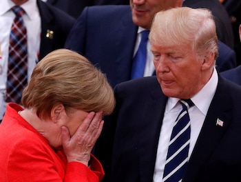 Angela Merkel y Donald Trump en la Cumbre del G20 de Hamburgo, en julio de 2017 (Reuters)