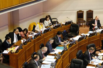 Los senadores durante el debate