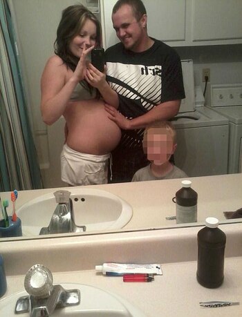 Christenson durante un embarazo anterior,