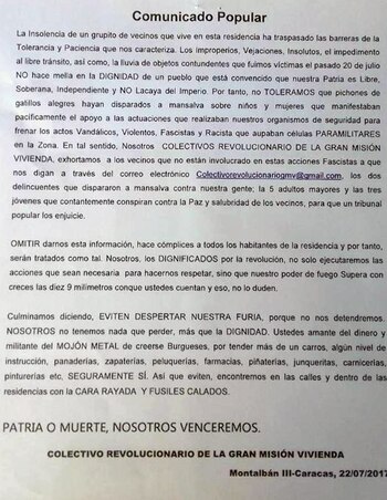 El comunicado de los colectivos