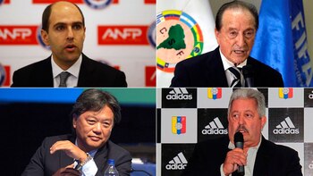 Arriba: Sergio Jadue y Eugenio Figueredo. Abajo: Eduardo Li y Rafael Esquivel
