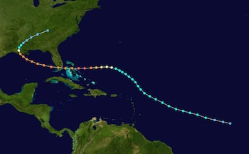 Trayectoria del huracán Andrew.