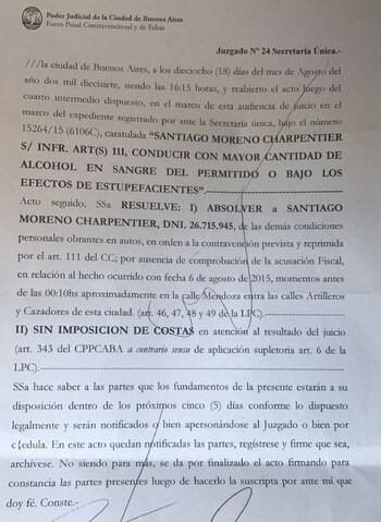 Absolvieron a “Chano” Charpentier tras