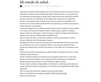 El comunicado del “Negro” Oro