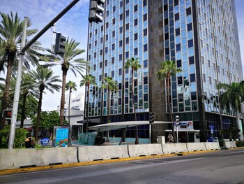 Barreras de hormigón en avenida