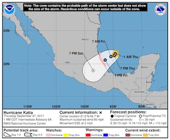 Pronóstico del Huracán Katia. Boletín