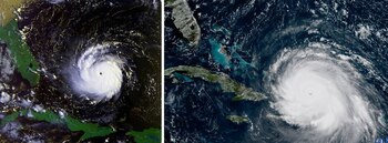 A la izquierda, el huracán