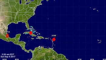 El mapa del reporte del Centro Nacional de Huracanes (EEUU) de las 5:00 AM